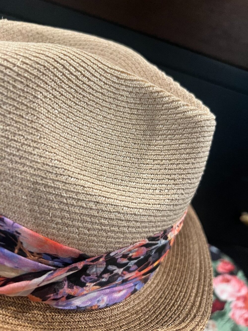 NWT Eugenia Kim Courtney Woven Straw Fedora Hat Floral Band